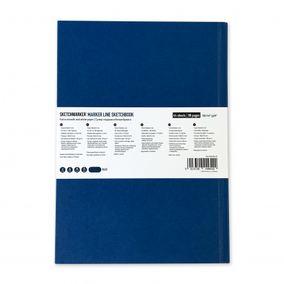 Скетчбук "Marker line" 160г/м2, A5, 44л твердая обложка, цвет синий